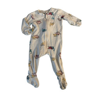 Baby Pekkle Footed Pajamas 9M White Dinosaur Print